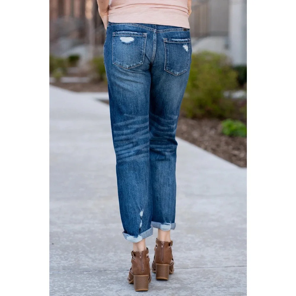 Kancan Ultra-Comfortable Ripped Denim Boyfriend Jeans‎ Size 13/30